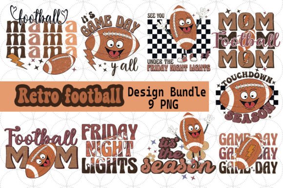 9 Design Football SVG PNG Bundle for Crafts Graphics