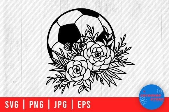 Soccer with Bunch Flowers SVG: Graphics for Crafts